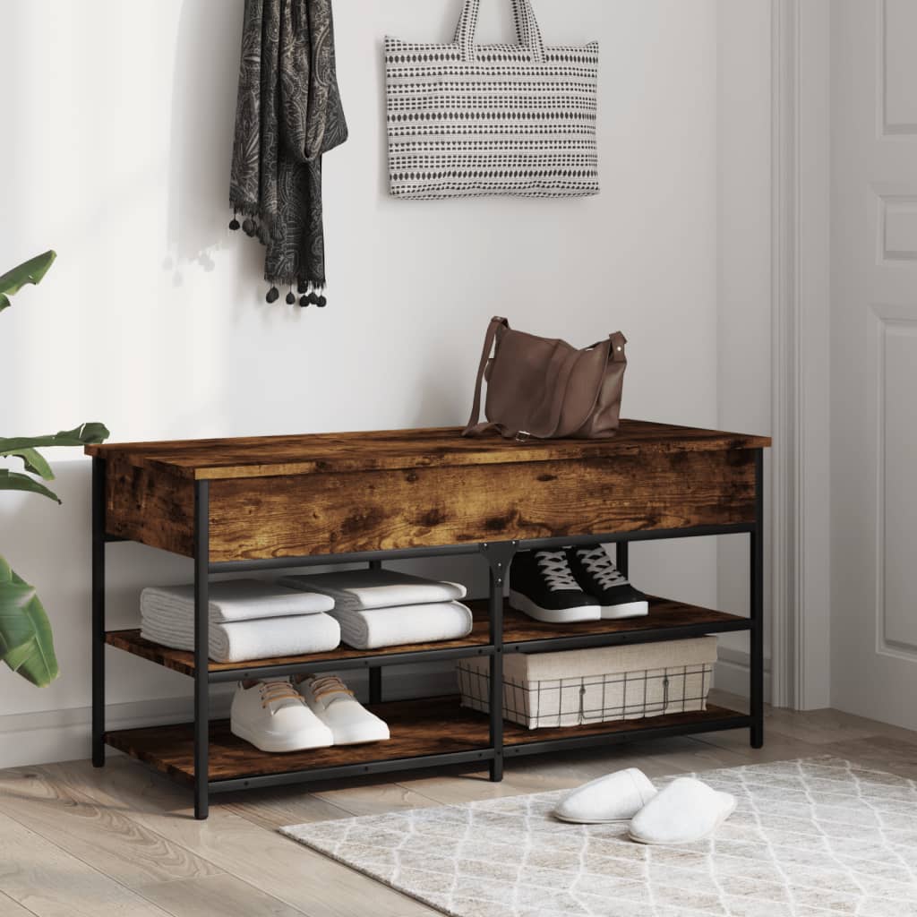 Banc à chaussures chêne fumé 100x42,5x50 cm bois d'ingénierie - XIOS