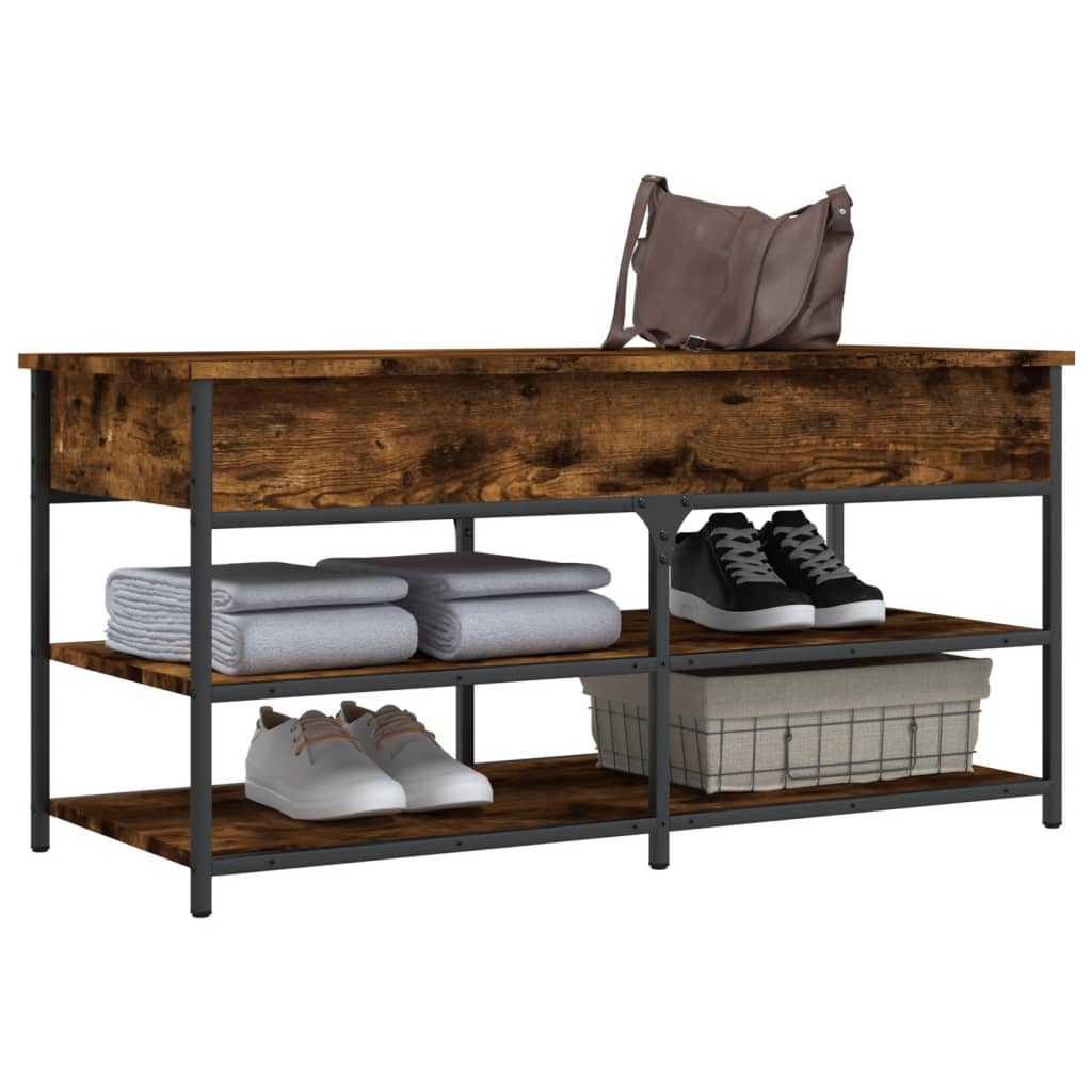 Banc à chaussures chêne fumé 100x42,5x50 cm bois d'ingénierie - XIOS