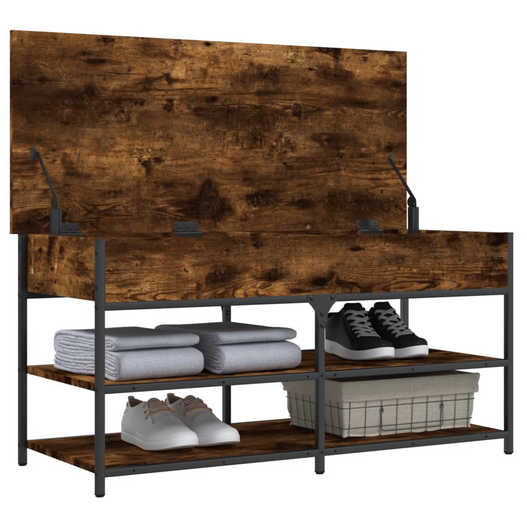 Banc à chaussures chêne fumé 100x42,5x50 cm bois d'ingénierie - XIOS