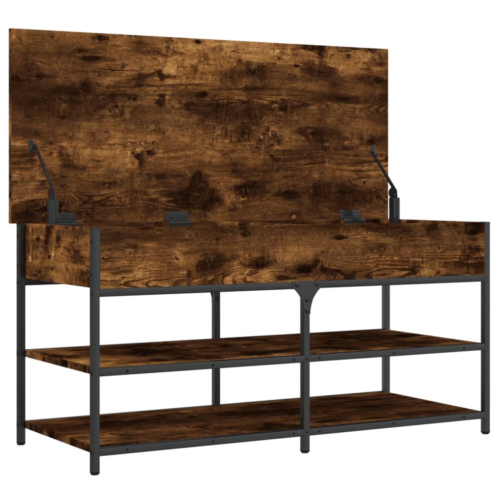 Banc à chaussures chêne fumé 100x42,5x50 cm bois d'ingénierie - XIOS