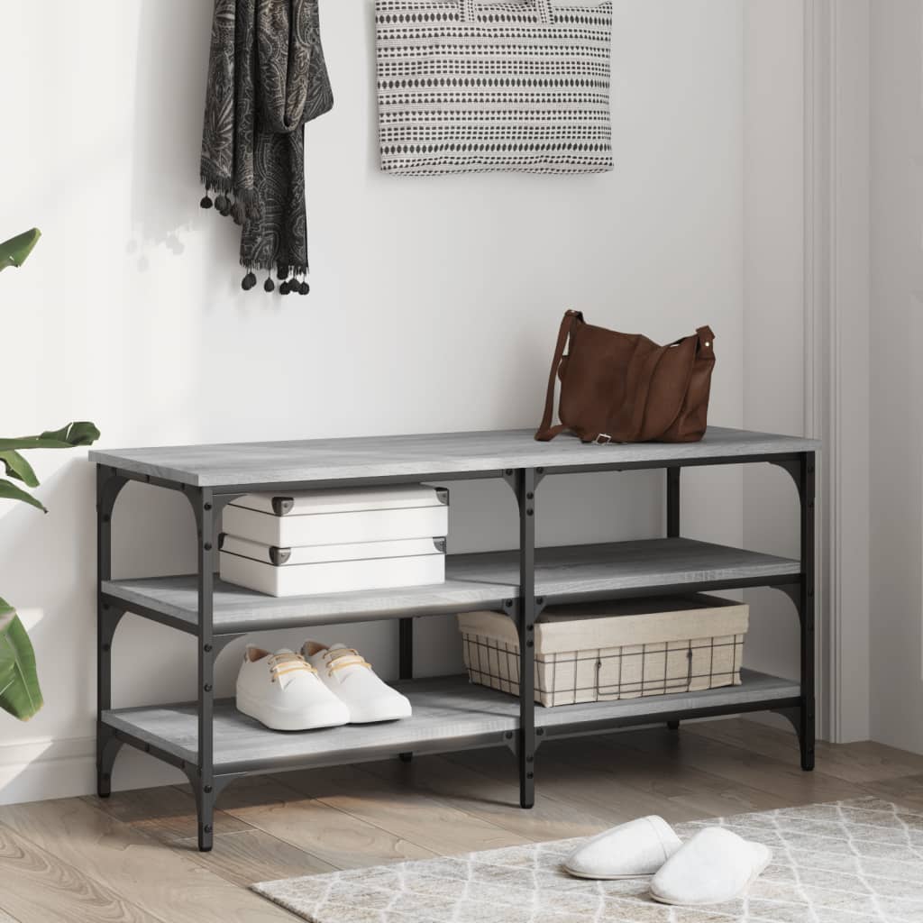 Banc à chaussures sonoma gris 100x38,5x49 cm bois d'ingénierie - XIOS