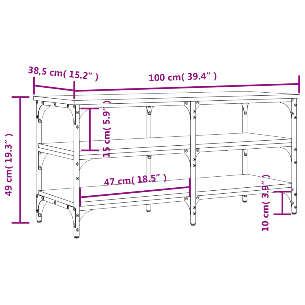 Banc à chaussures sonoma gris 100x38,5x49 cm bois d'ingénierie - XIOS
