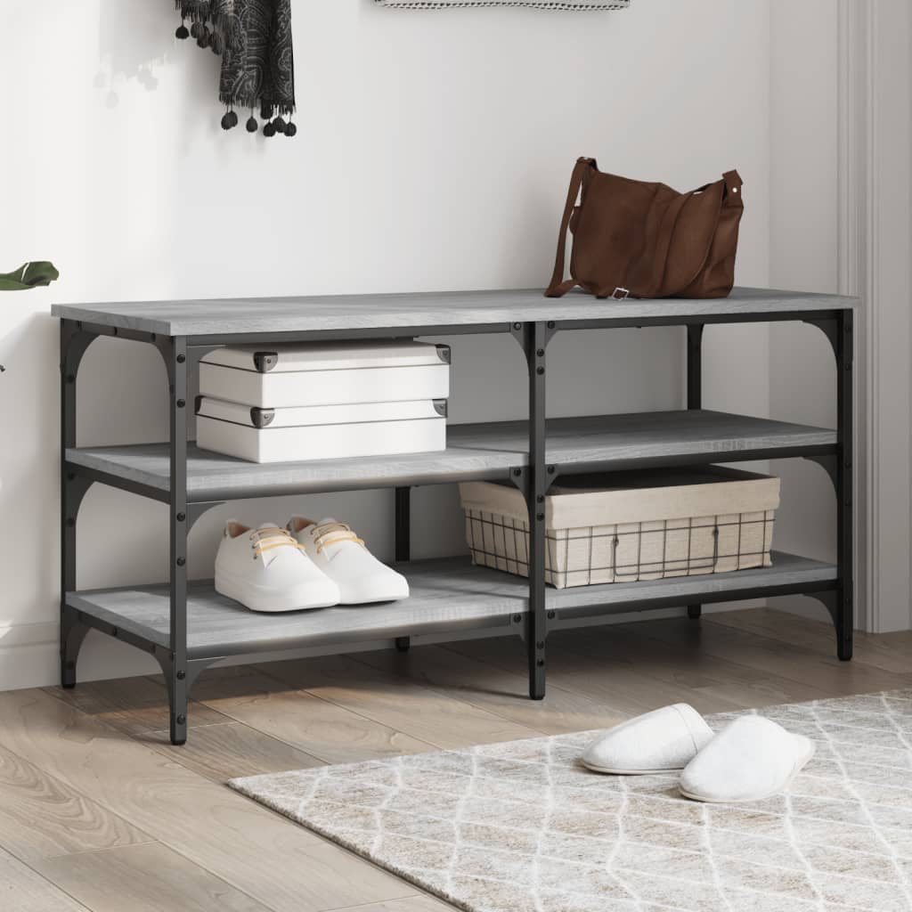 Banc à chaussures sonoma gris 100x38,5x49 cm bois d'ingénierie - XIOS