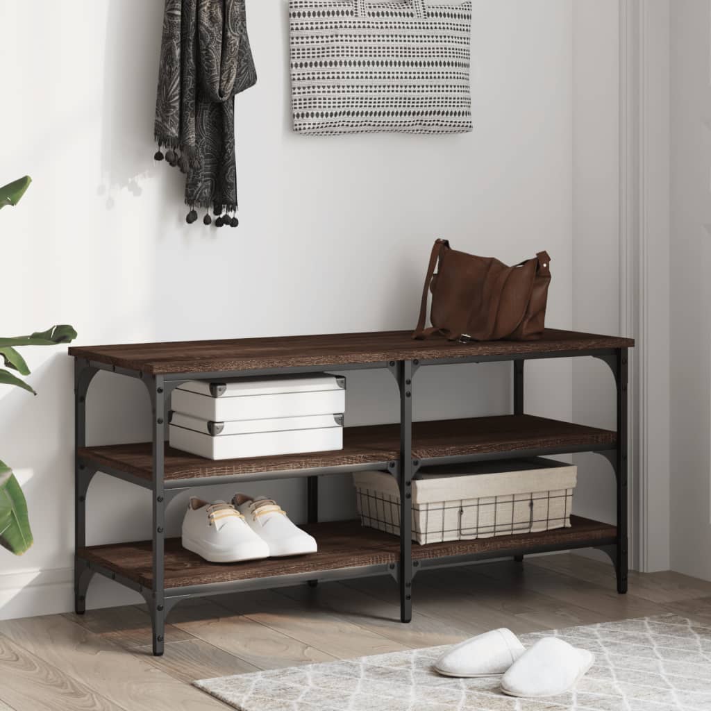 Banc à chaussures chêne marron 100x38,5x49 cm bois d'ingénierie - XIOS