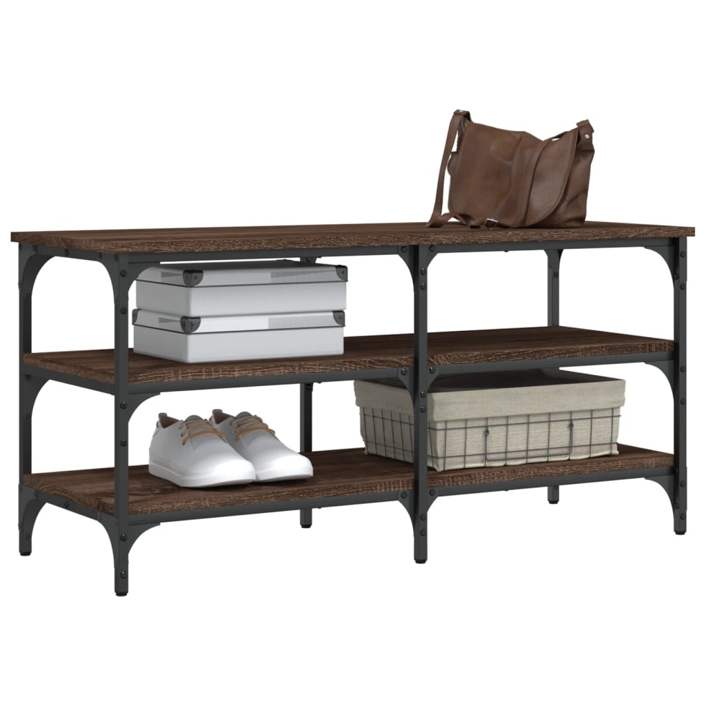 Banc à chaussures chêne marron 100x38,5x49 cm bois d'ingénierie - XIOS