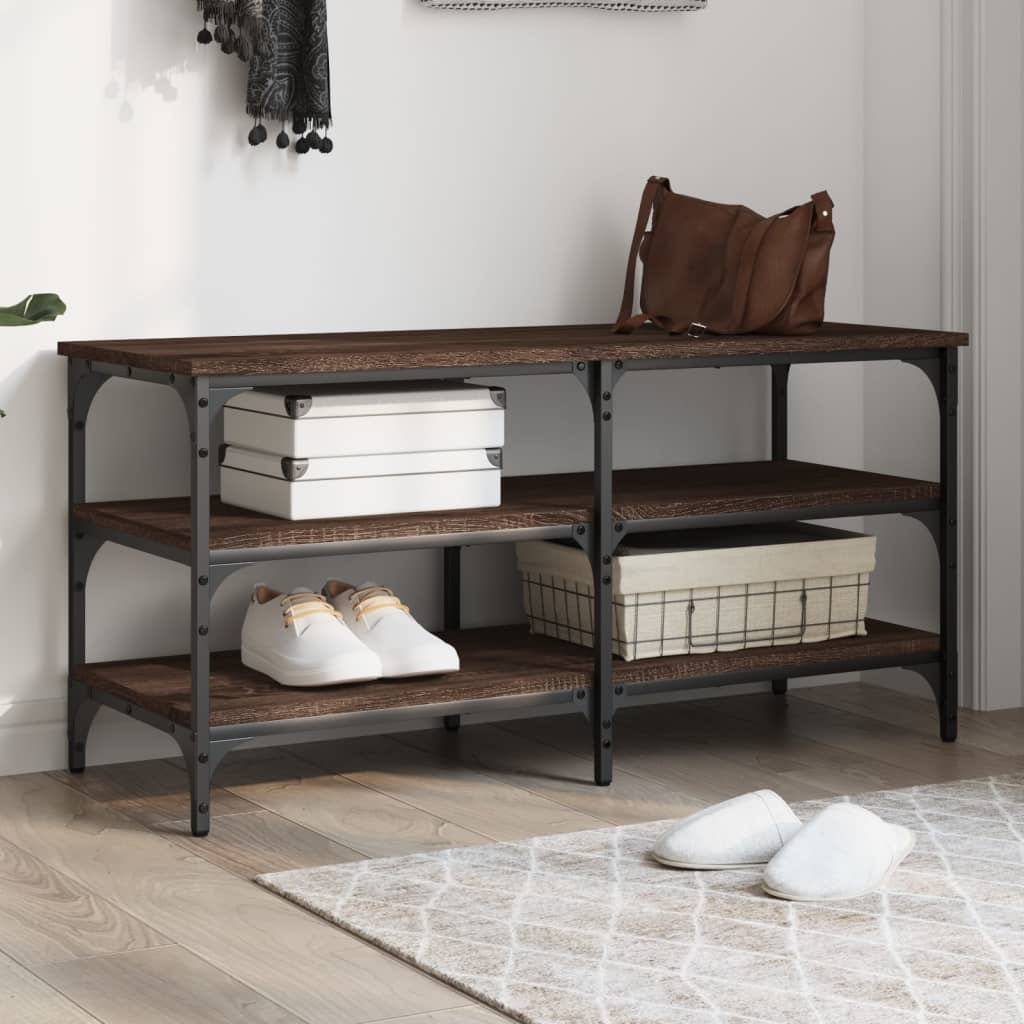 Banc à chaussures chêne marron 100x38,5x49 cm bois d'ingénierie - XIOS