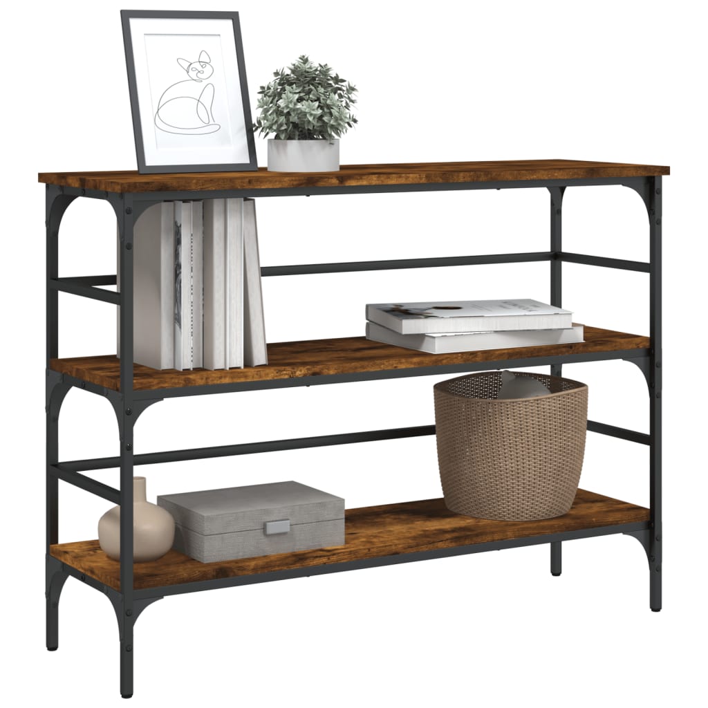 Table console chêne fumé 100x32x75 cm bois d'ingénierie - XIOS