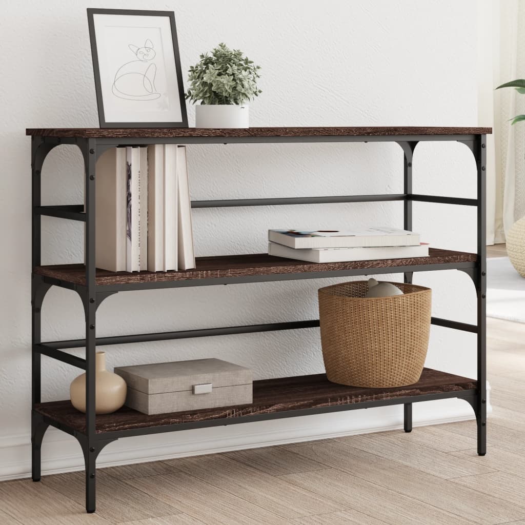 Table console chêne marron 100x32x75 cm bois d'ingénierie - XIOS