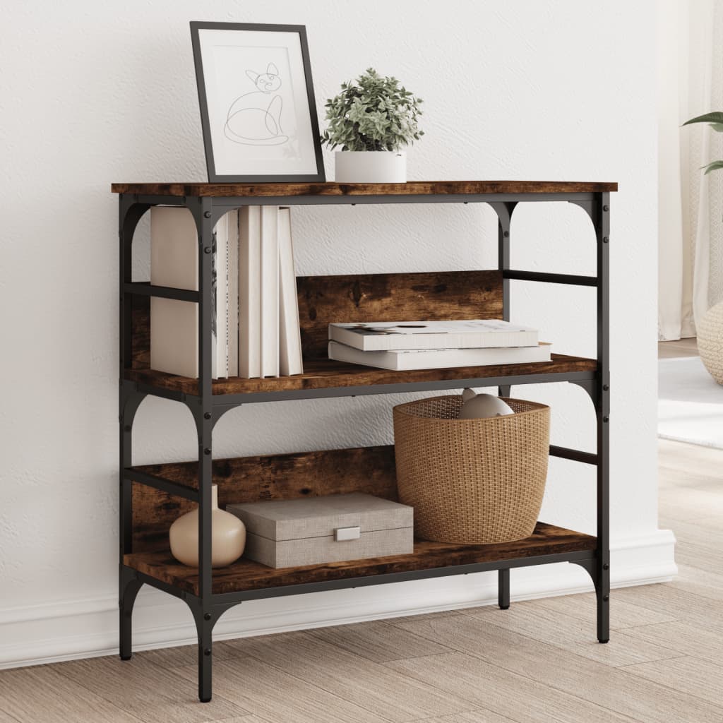 Table console chêne fumé 75x32x75 cm bois d'ingénierie - XIOS