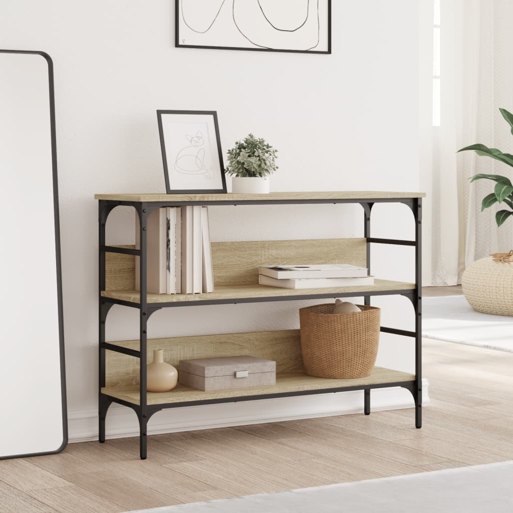 Table console chêne sonoma 100x32x75 cm bois d'ingénierie - XIOS