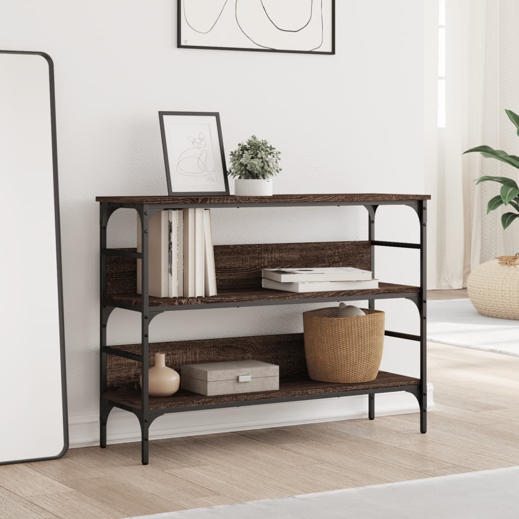 Table console chêne marron 100x32x75 cm bois d'ingénierie - XIOS