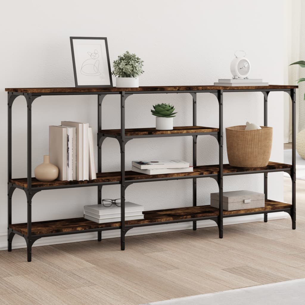 Table console chêne fumé 160x29x80 cm bois d'ingénierie - XIOS
