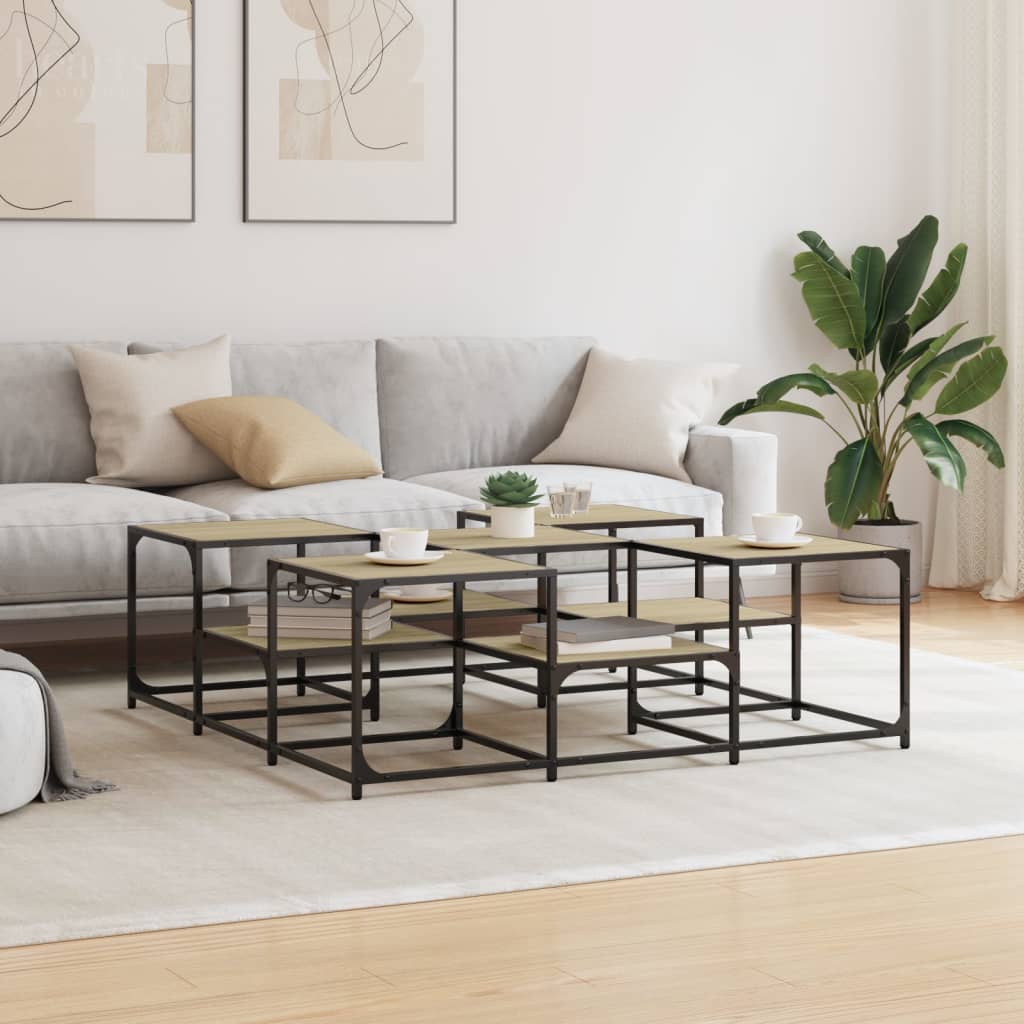 Table basse chêne sonoma 121x121x40 cm bois d'ingénierie - XIOS