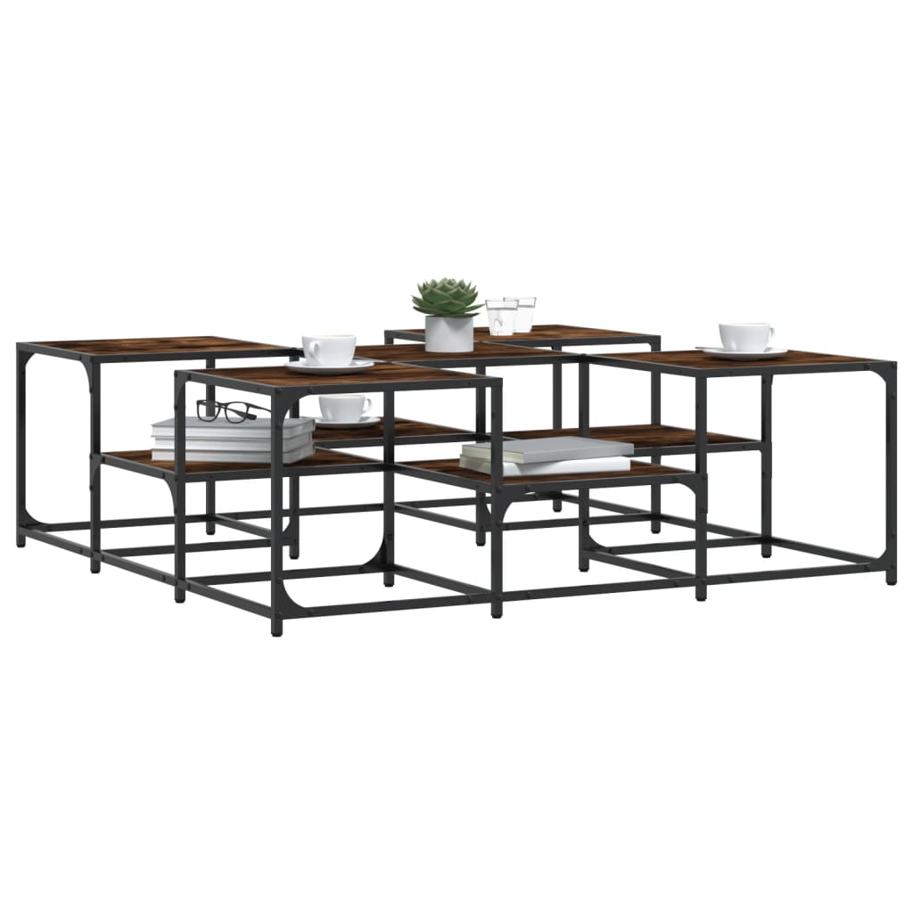 Table basse chêne fumé 121x121x40 cm bois d'ingénierie - XIOS