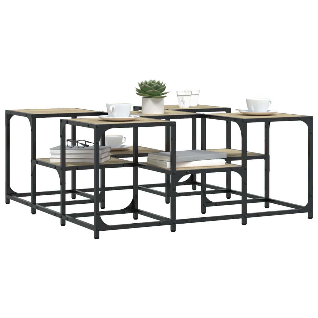 Table basse chêne sonoma 91x91x40 cm bois d'ingénierie - XIOS