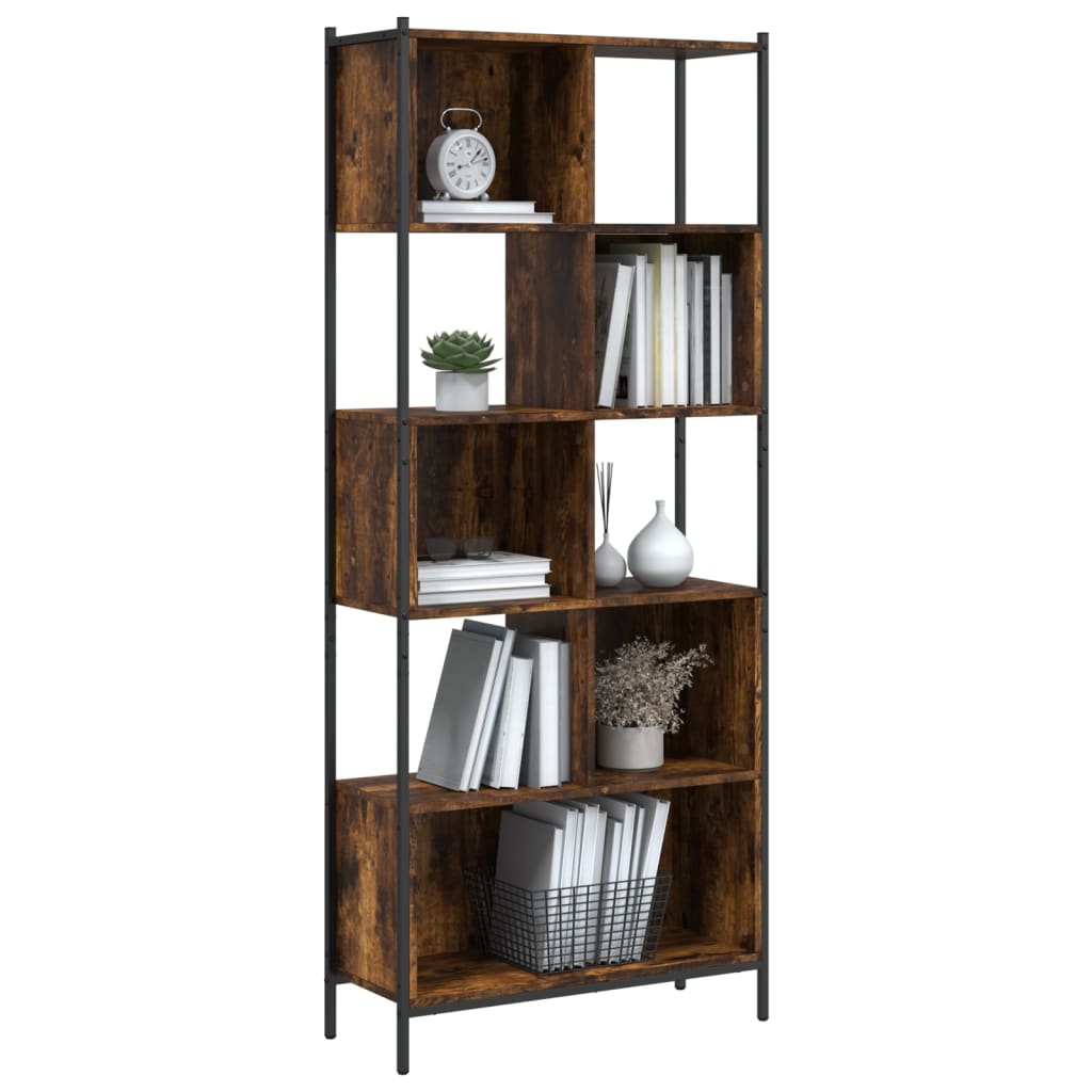 Bibliothèque chêne fumé 72x28x172 cm bois d'ingénierie - XIOS