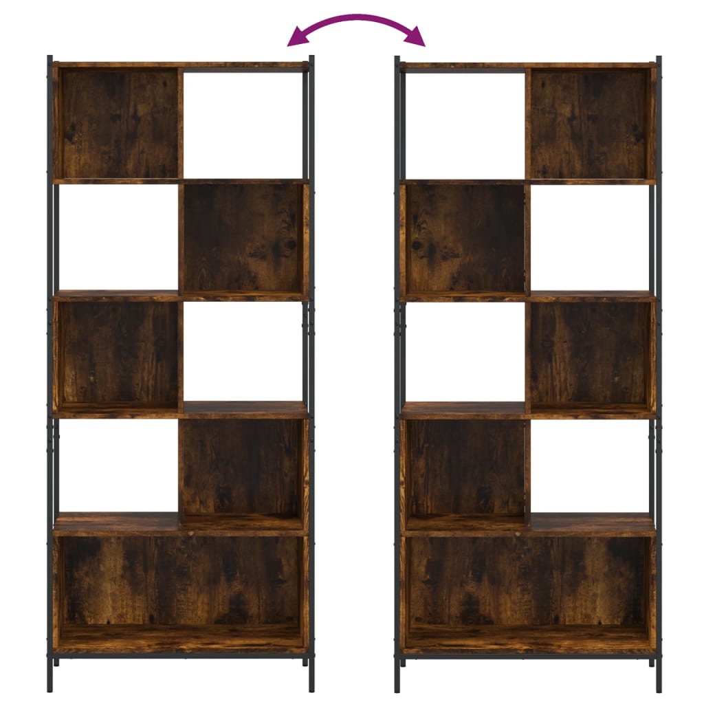 Bibliothèque chêne fumé 72x28x172 cm bois d'ingénierie - XIOS