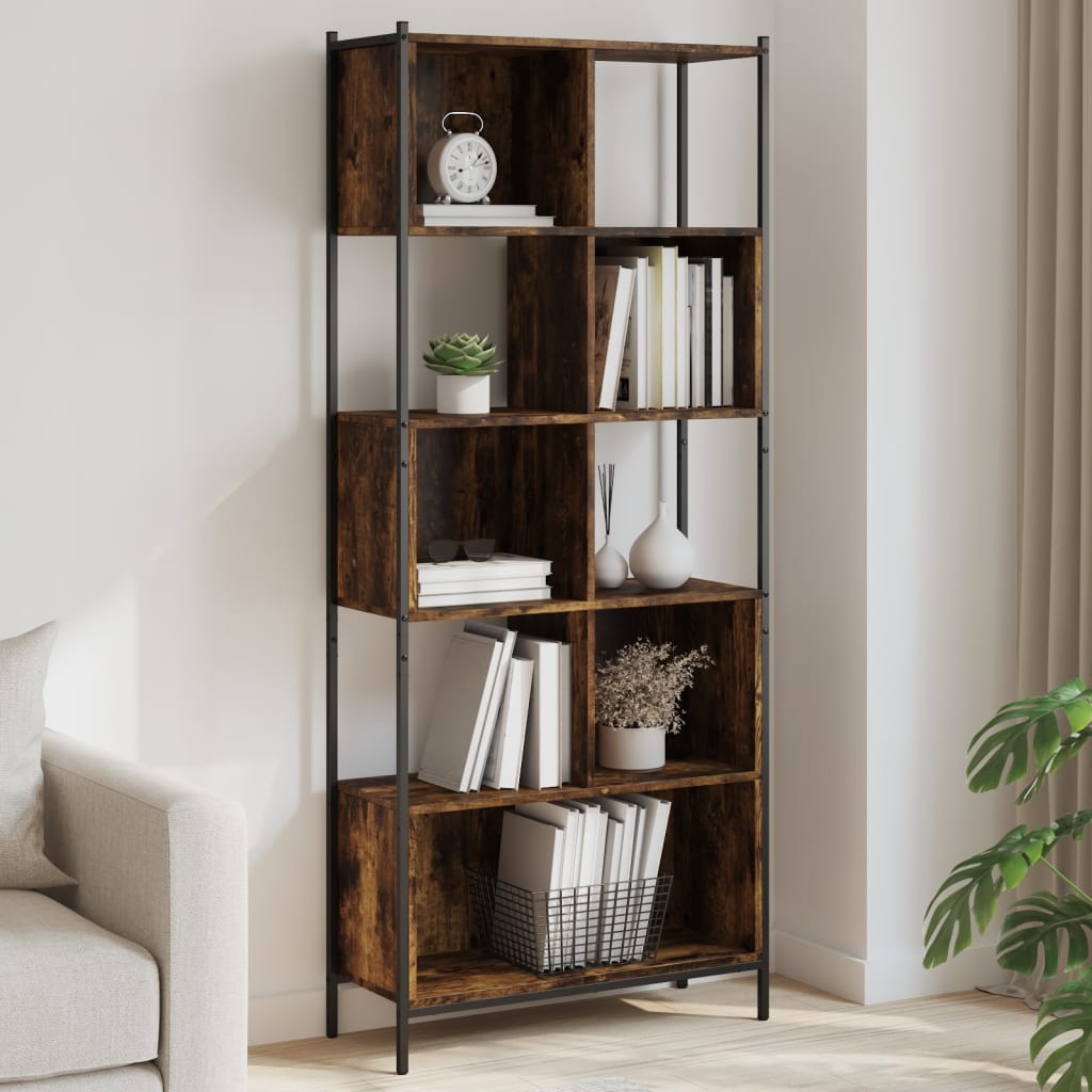 Bibliothèque chêne fumé 72x28x172 cm bois d'ingénierie - XIOS