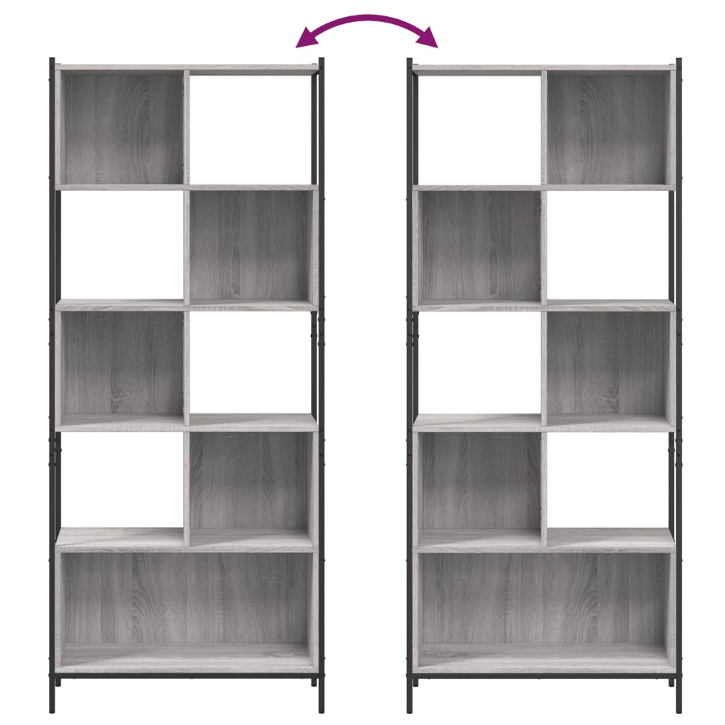 Bibliothèque sonoma gris 72x28x172 cm bois d'ingénierie - XIOS