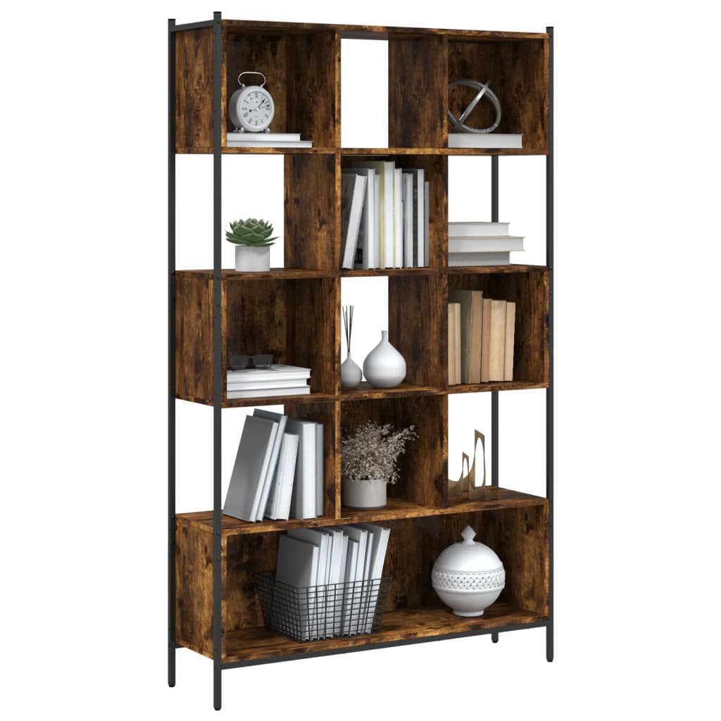 Bibliothèque chêne fumé 102x28x172 cm bois d'ingénierie