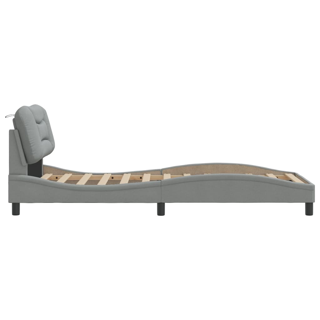 Cadre de lit sans matelas gris clair 80x200 cm tissu - XIOS