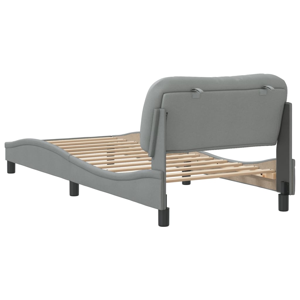 Cadre de lit sans matelas gris clair 80x200 cm tissu - XIOS
