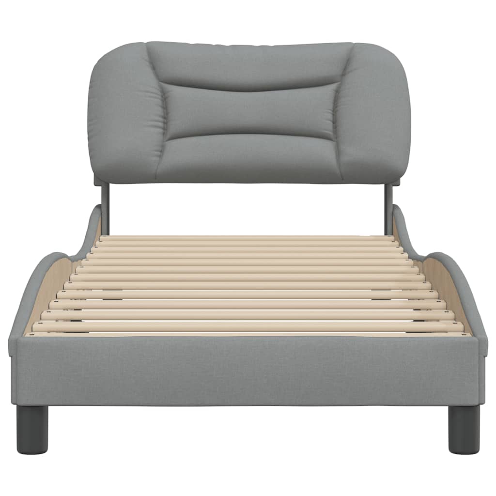 Cadre de lit sans matelas gris clair 90x190 cm tissu - XIOS