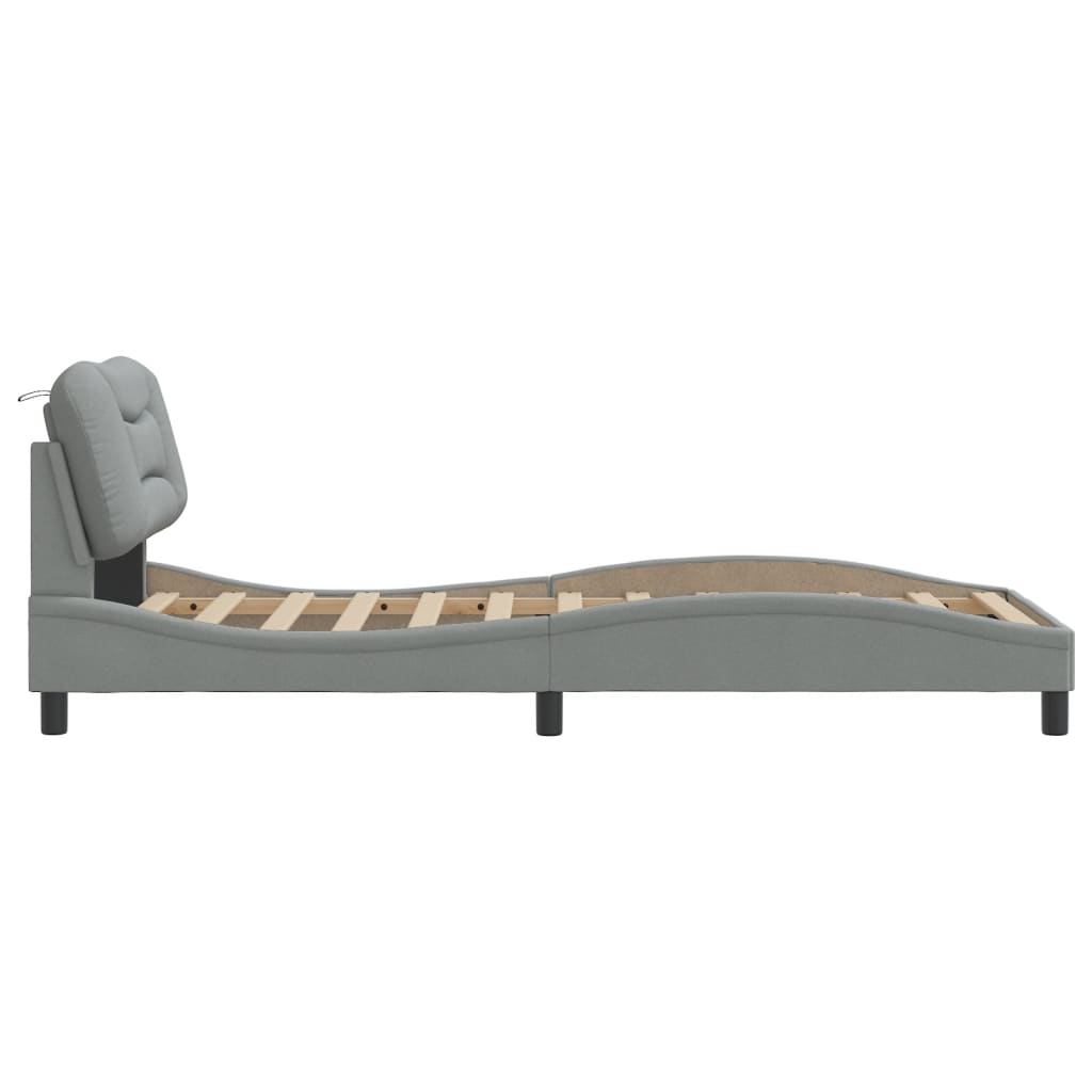 Cadre de lit sans matelas gris clair 90x190 cm tissu - XIOS