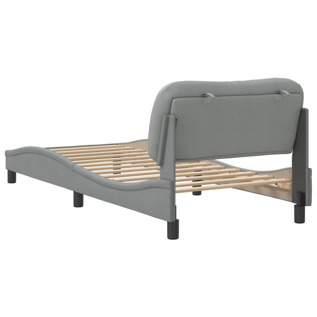 Cadre de lit sans matelas gris clair 90x190 cm tissu - XIOS