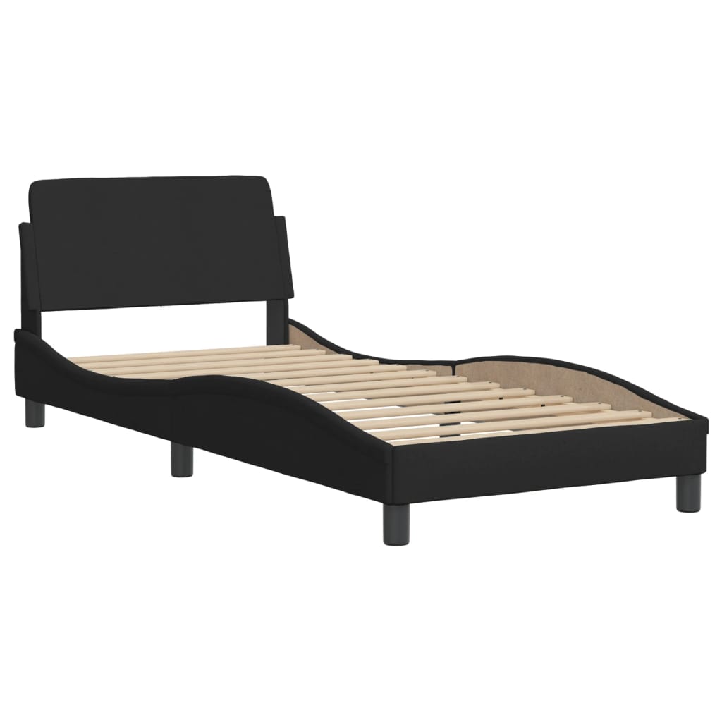 Cadre de lit sans matelas Hvar noir 90x190 cm tissu - XIOS