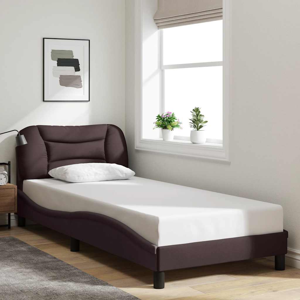 Cadre de lit sans matelas Hvar marron foncé 90x190 cm tissu - XIOS