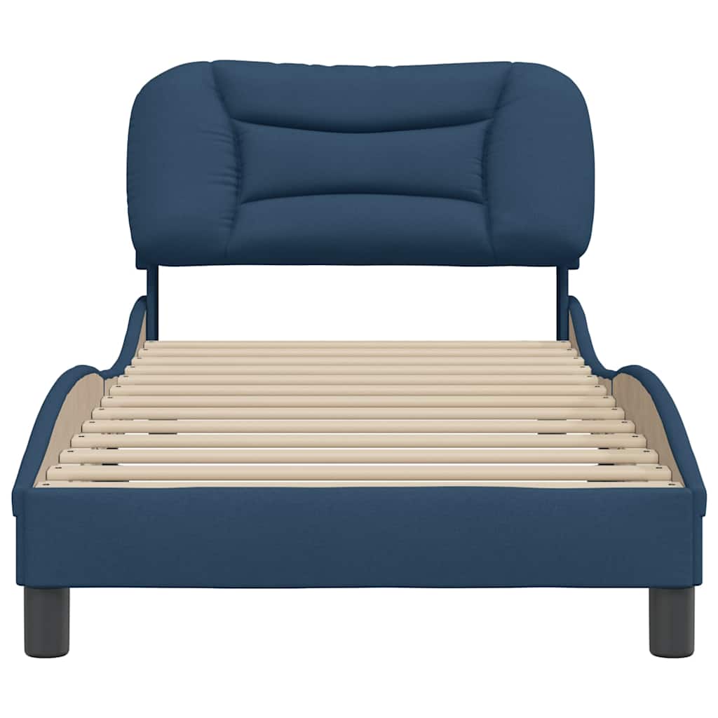 Cadre de lit sans matelas Hvar bleu 90x190 cm tissu - XIOS