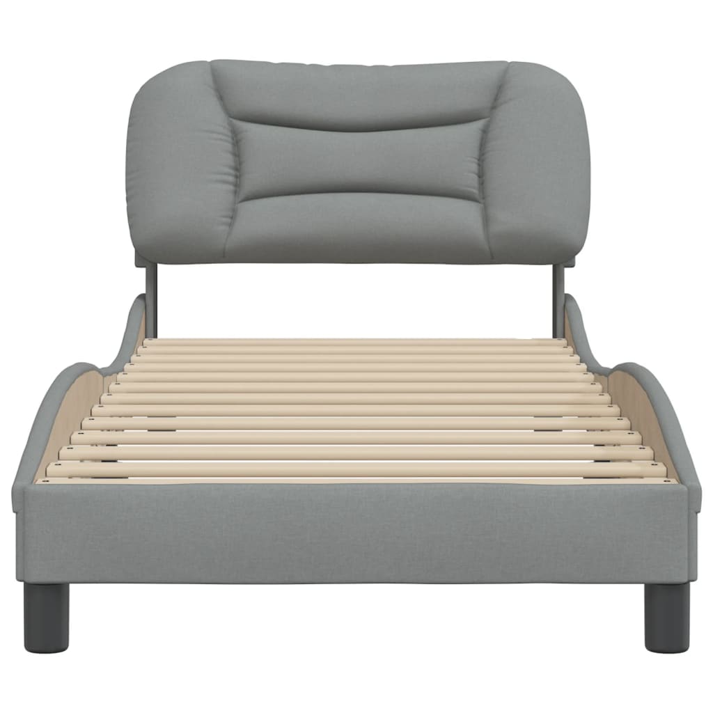 Cadre de lit sans matelas gris clair 90x200 cm tissu - XIOS