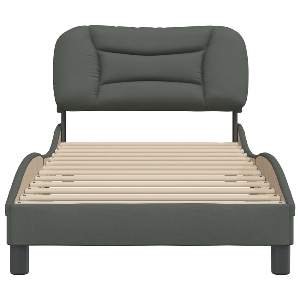 Cadre de lit sans matelas gris foncé 90x200 cm tissu - XIOS