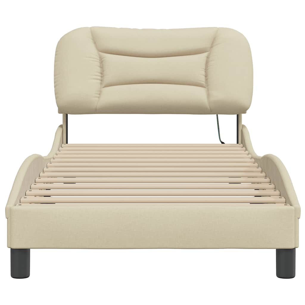 Cadre de lit sans matelas Hvar crème 90x200 cm tissu - XIOS