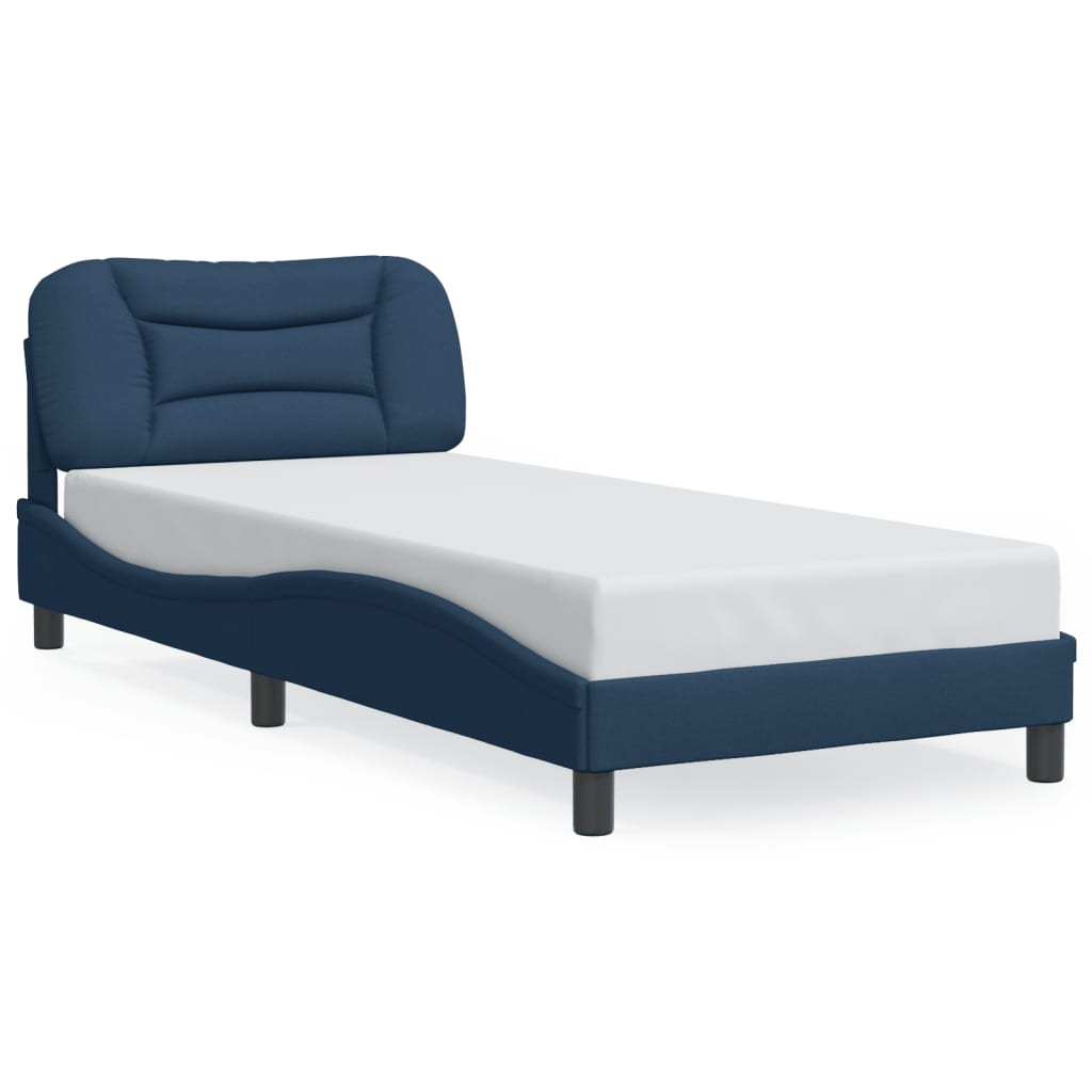 Cadre de lit sans matelas Hvar bleu 90x200 cm tissu