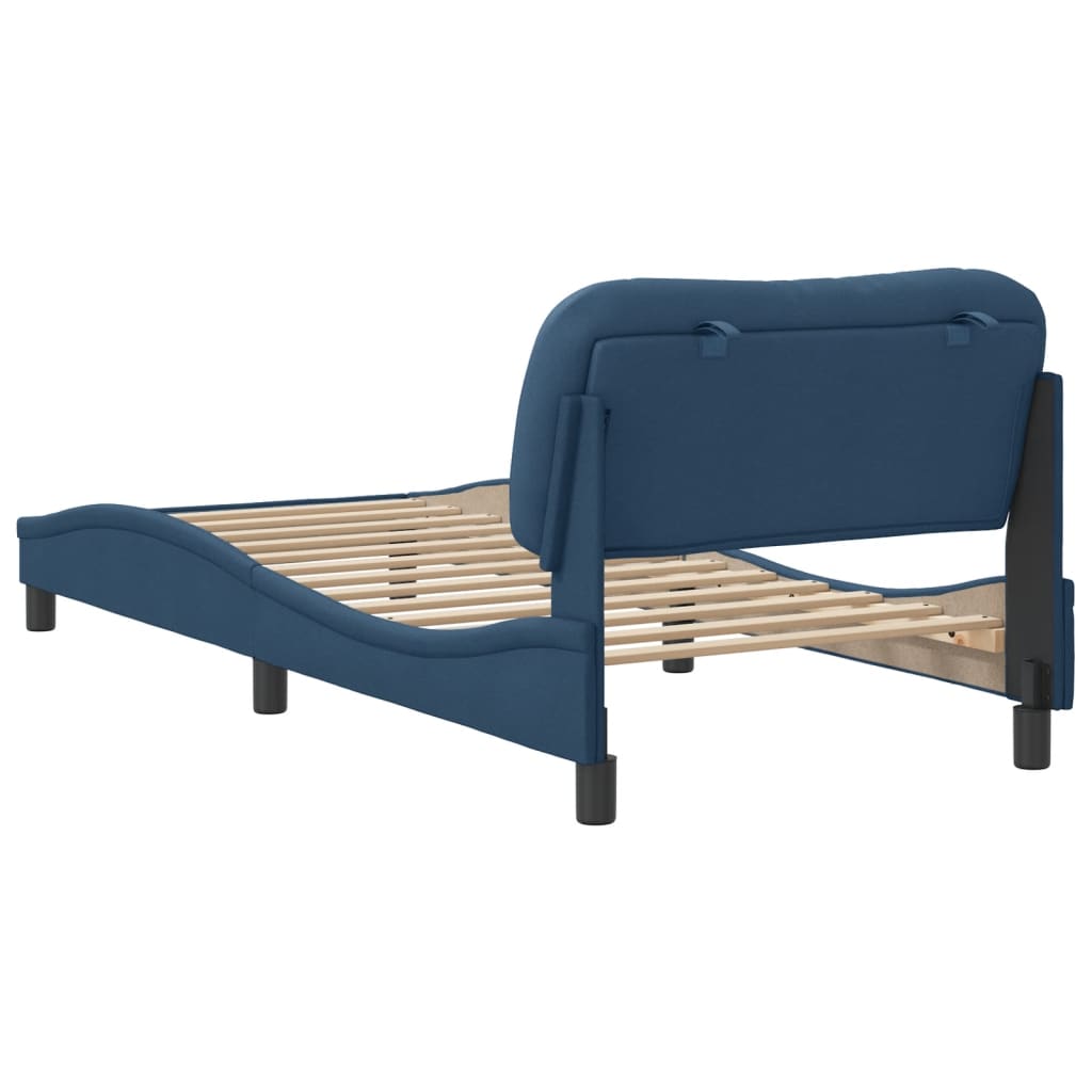 Cadre de lit sans matelas Hvar bleu 90x200 cm tissu