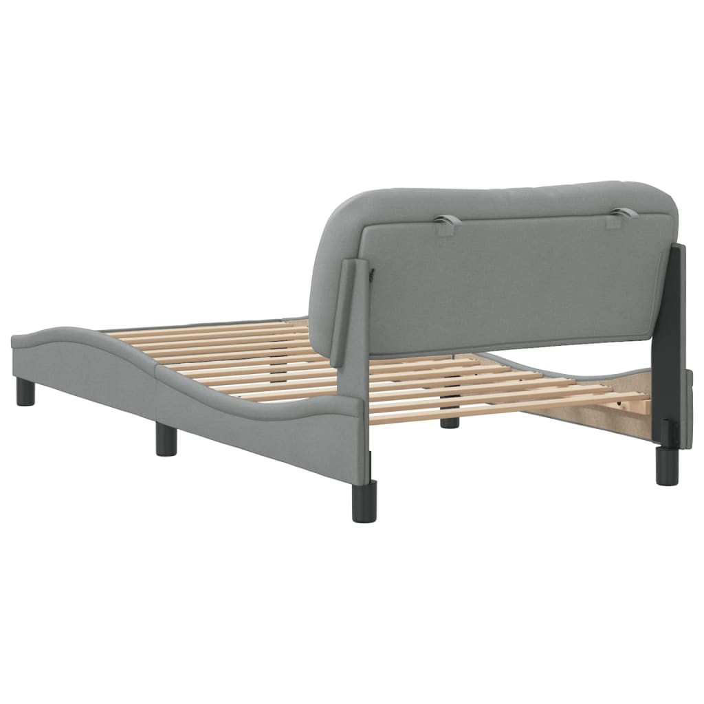 Cadre de lit sans matelas gris clair 100x200 cm tissu - XIOS