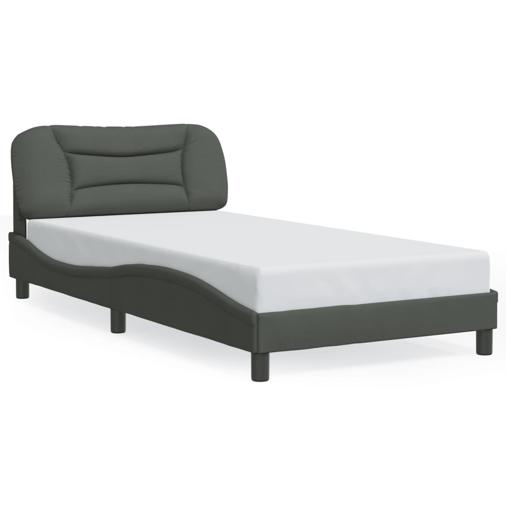 Cadre de lit sans matelas gris foncé 100x200 cm tissu - XIOS