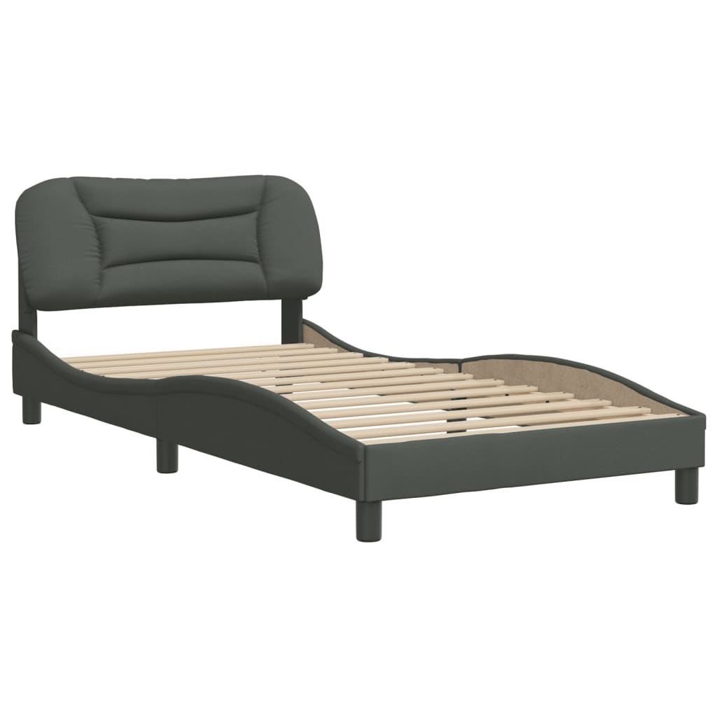 Cadre de lit sans matelas gris foncé 100x200 cm tissu - XIOS