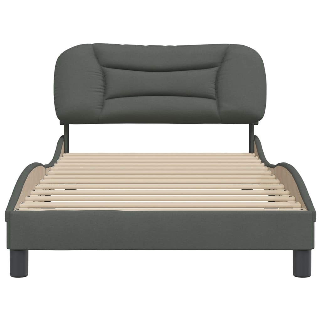 Cadre de lit sans matelas gris foncé 100x200 cm tissu - XIOS