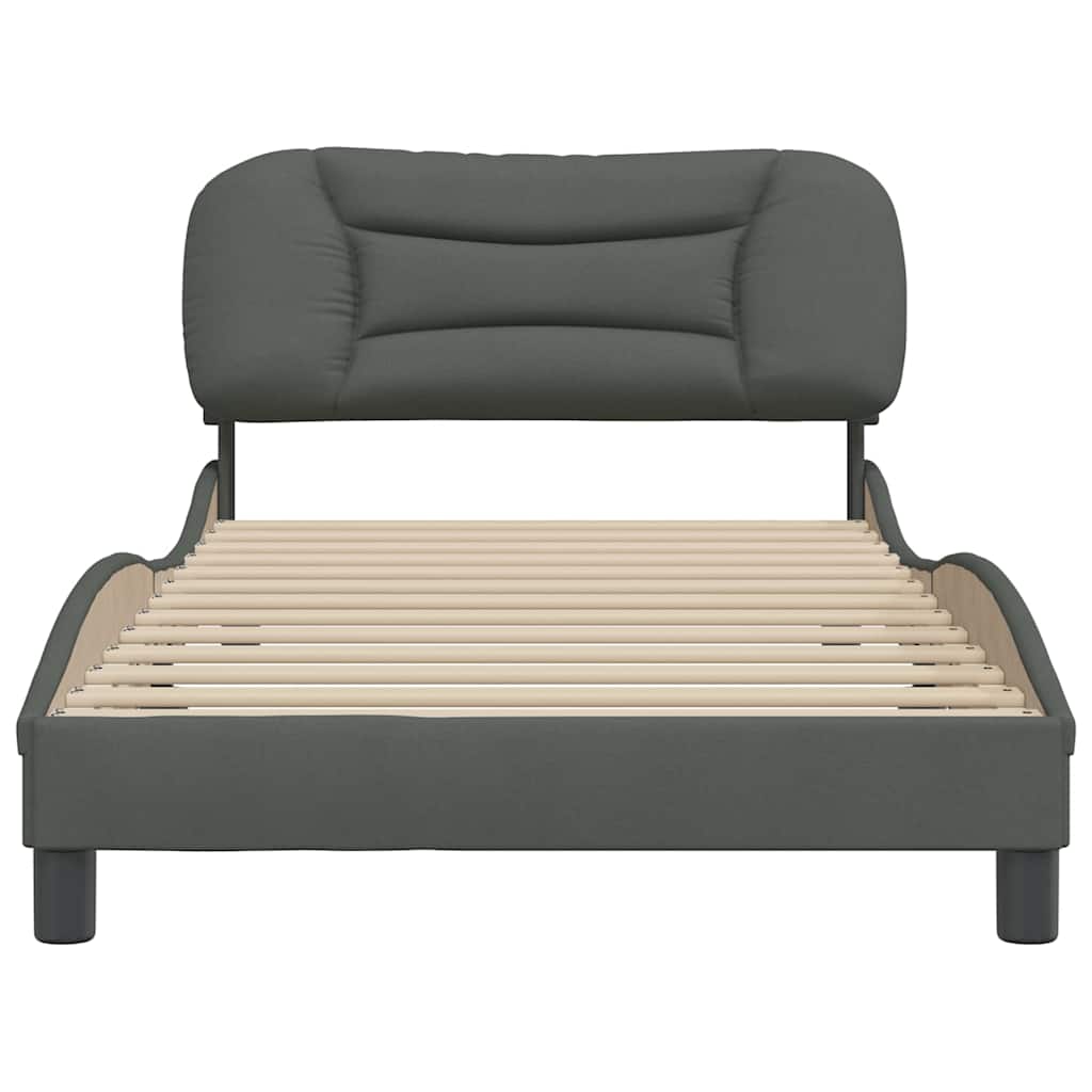 Cadre de lit sans matelas Hvar gris foncé 100x200 cm tissu
