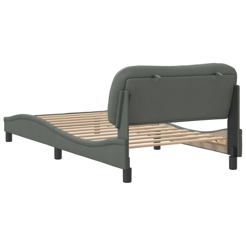 Cadre de lit sans matelas gris foncé 100x200 cm tissu - XIOS