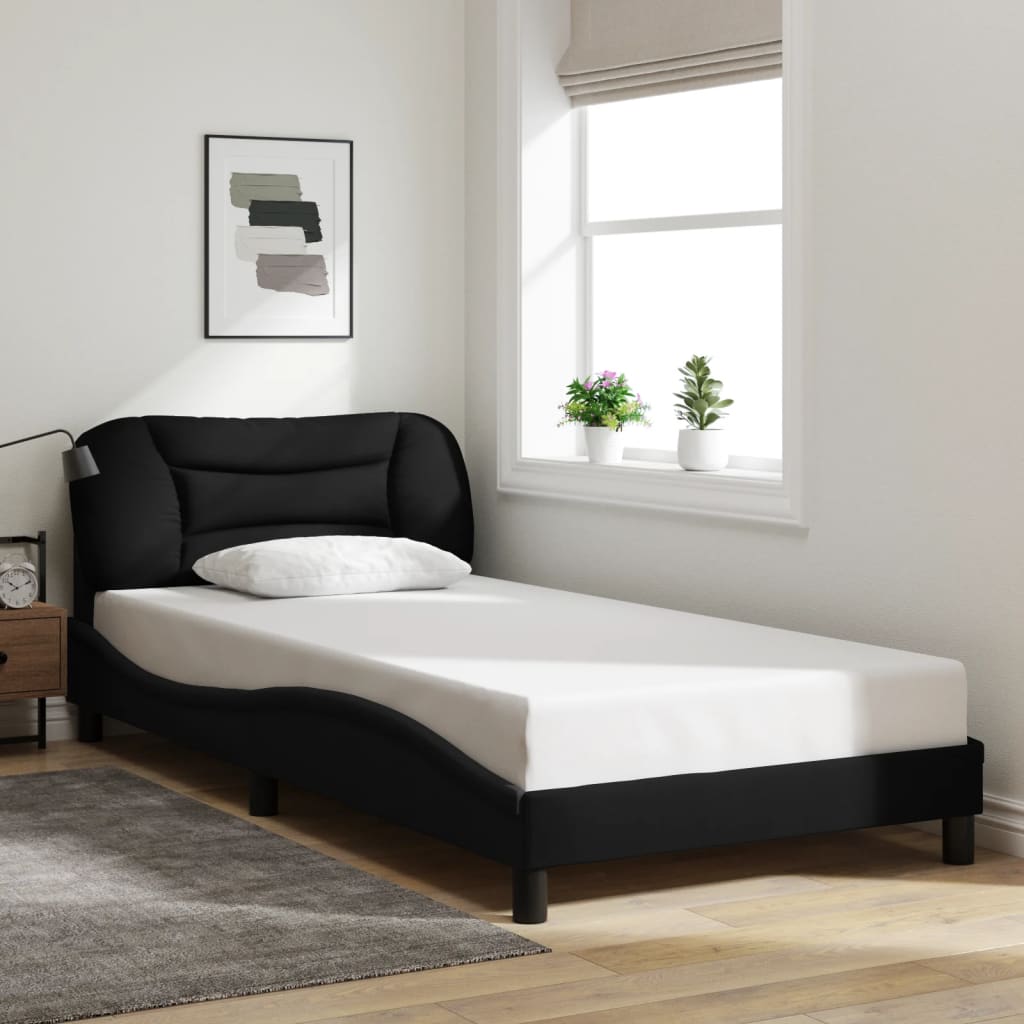 Cadre de lit sans matelas noir 100x200 cm tissu - XIOS