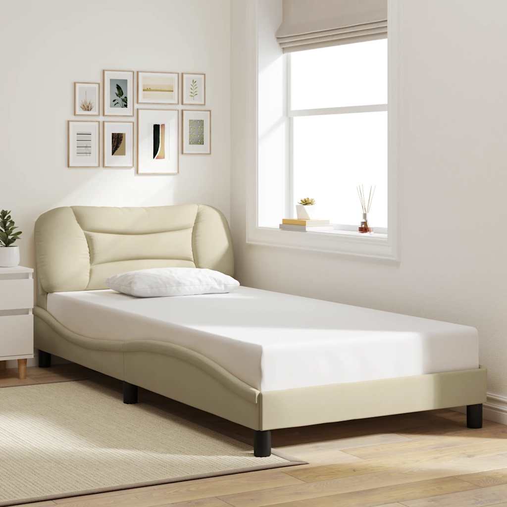 Cadre de lit sans matelas Hvar crème 100x200 cm tissu