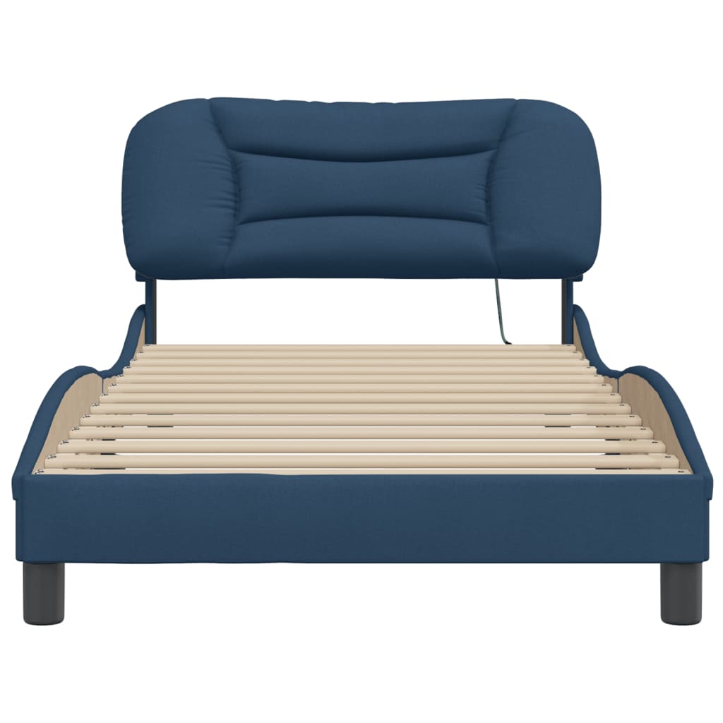 Cadre de lit sans matelas bleu 100x200 cm tissu - XIOS
