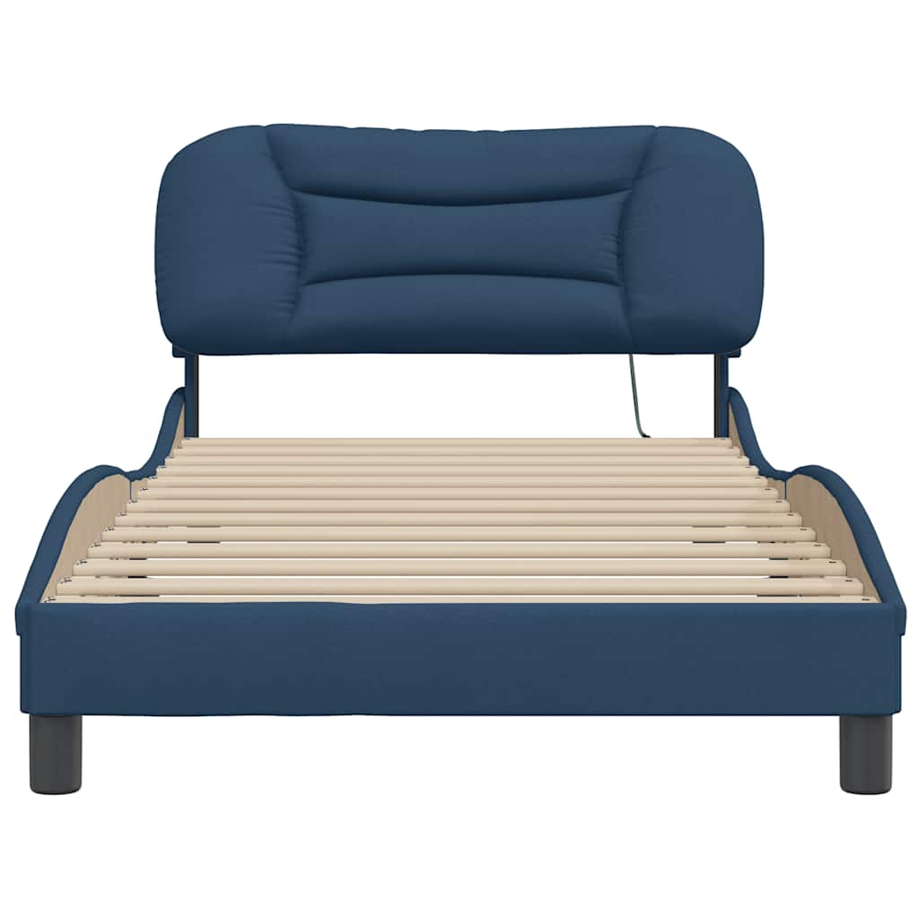 Cadre de lit sans matelas Hvar bleu 100x200 cm tissu