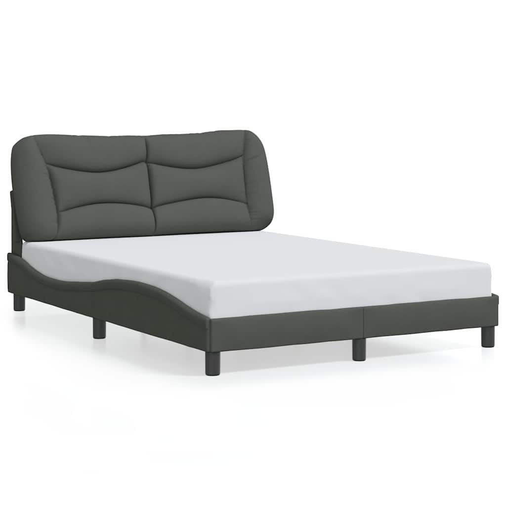 Cadre de lit sans matelas Hvar gris foncé 120x200 cm tissu