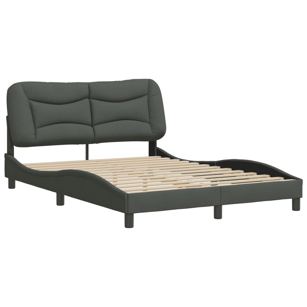 Cadre de lit sans matelas gris foncé 120x200 cm tissu - XIOS