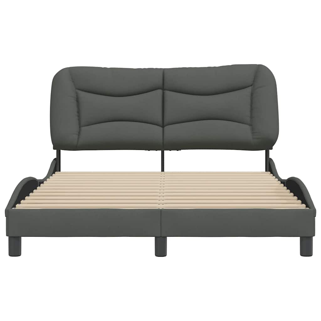 Cadre de lit sans matelas Hvar gris foncé 120x200 cm tissu